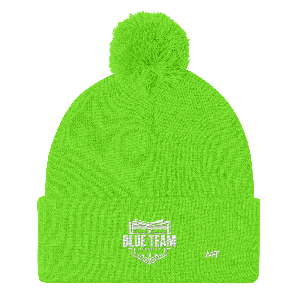 Cyber Security Blue Team V1 - Pom-Pom Beanie by DarkByteGear