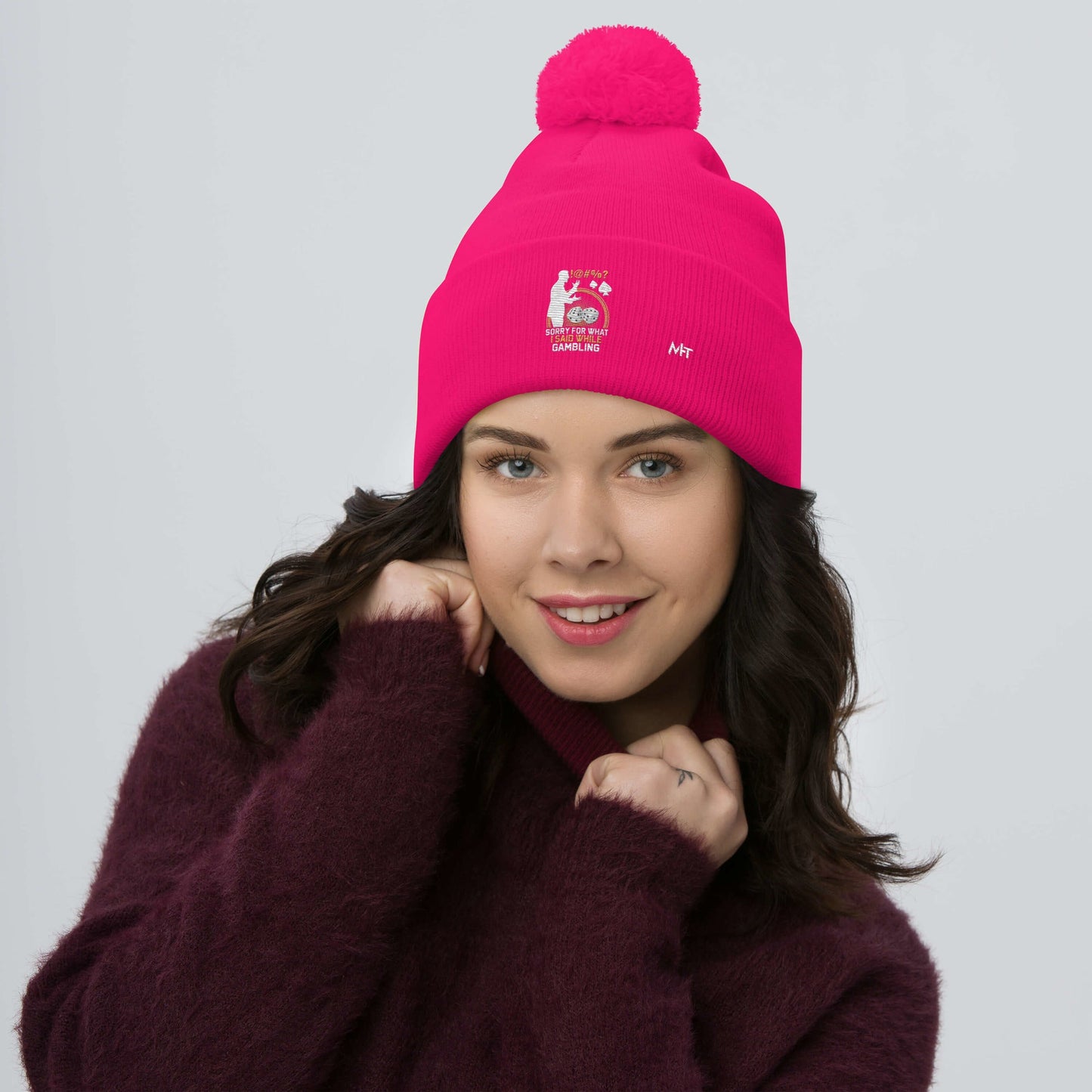 Sorry for what I Said while Gambling - Pom-Pom Beanie by DarkByteGear
