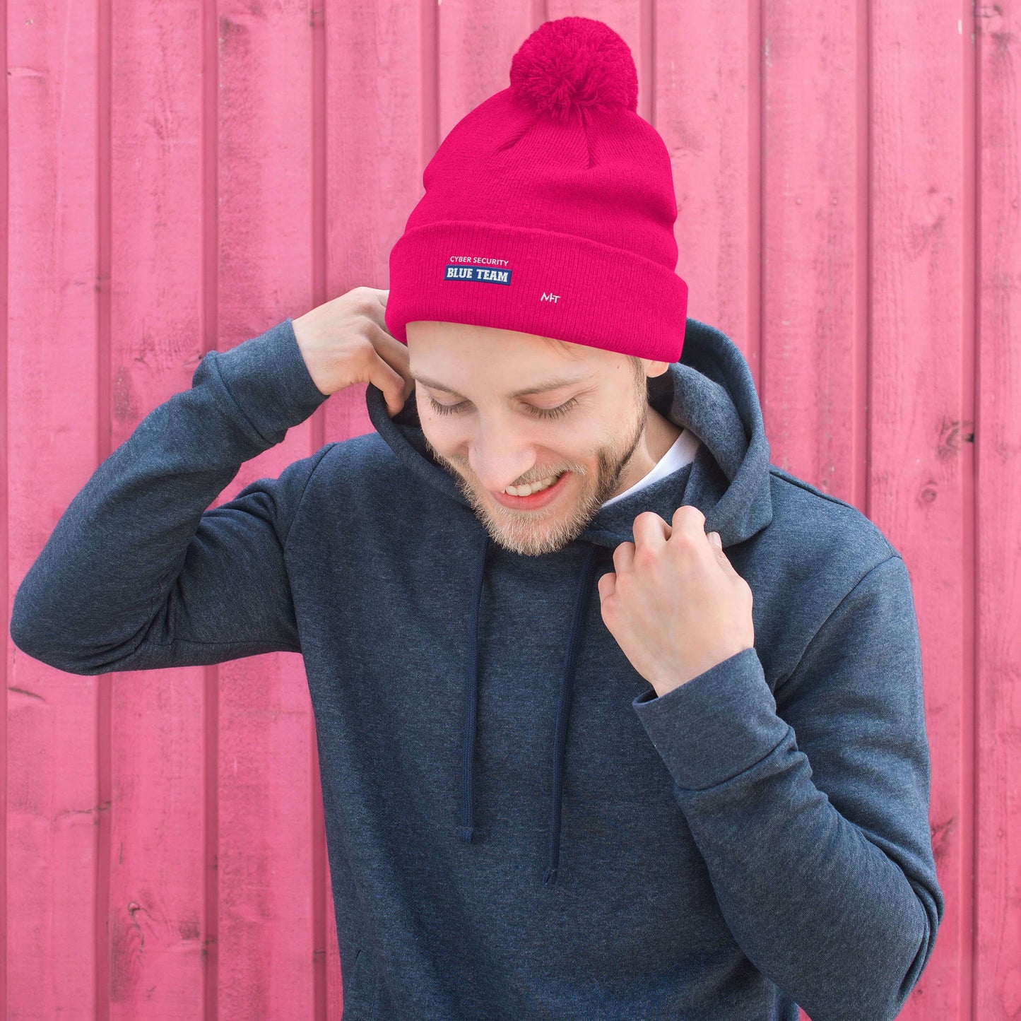 Cyber Security Blue Team V10 - Pom-Pom Beanie by DarkByteGear