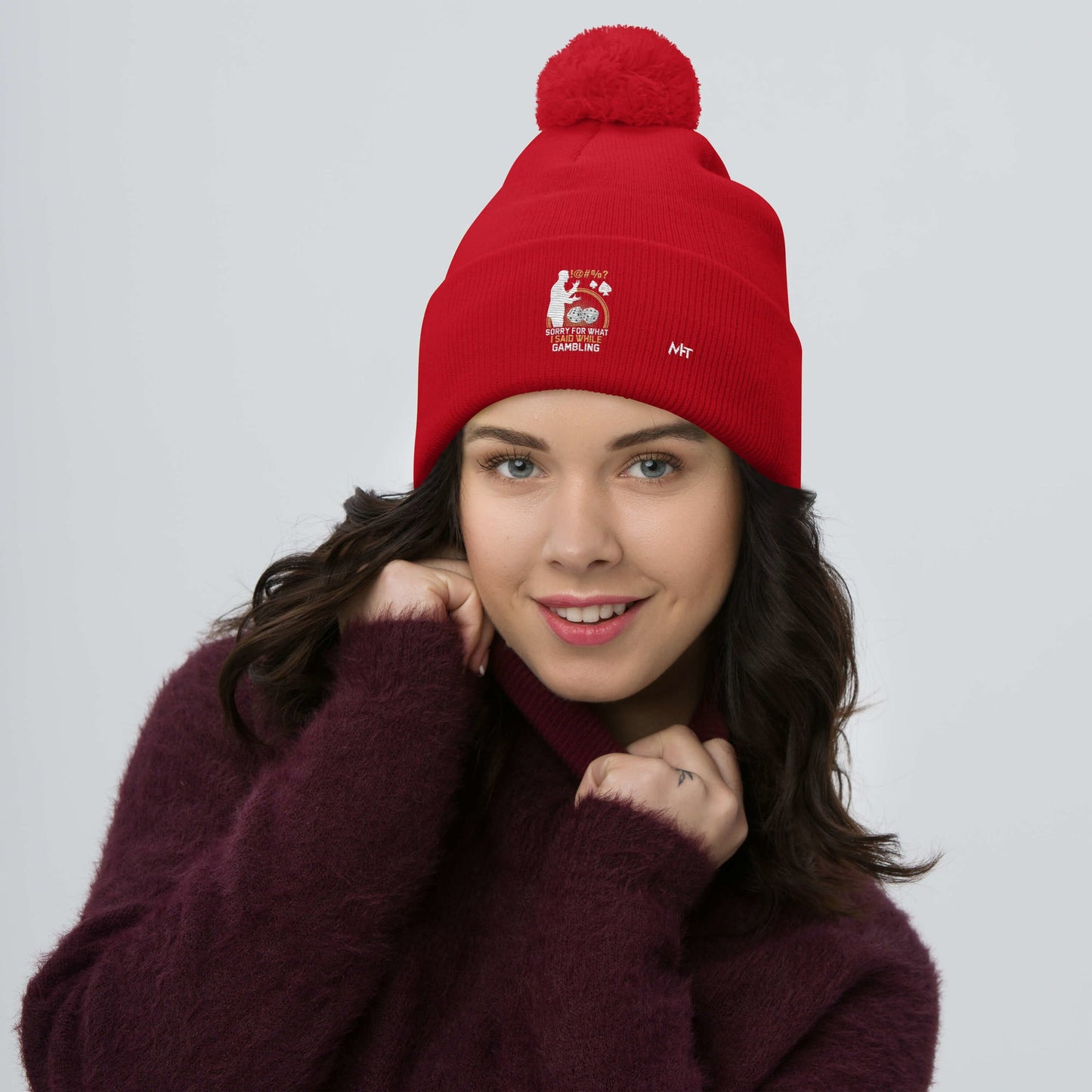 Sorry for what I Said while Gambling - Pom-Pom Beanie by DarkByteGear