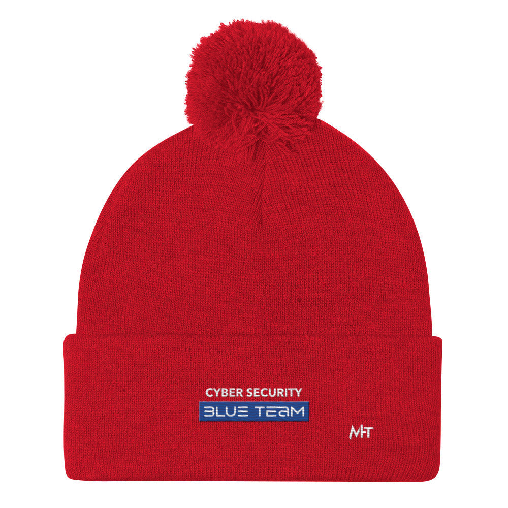 Cyber Security Blue Team V8 - Pom-Pom Beanie by DarkByteGear