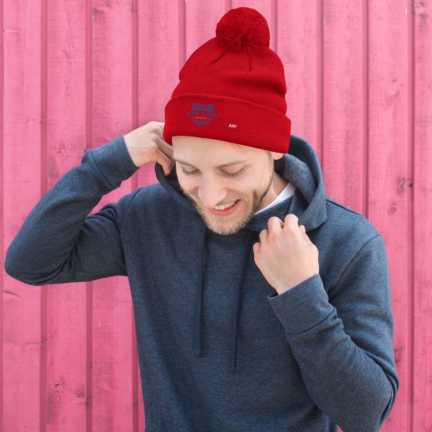 Cyber Security Blue Team V15 - Pom-Pom Beanie by DarkByteGear
