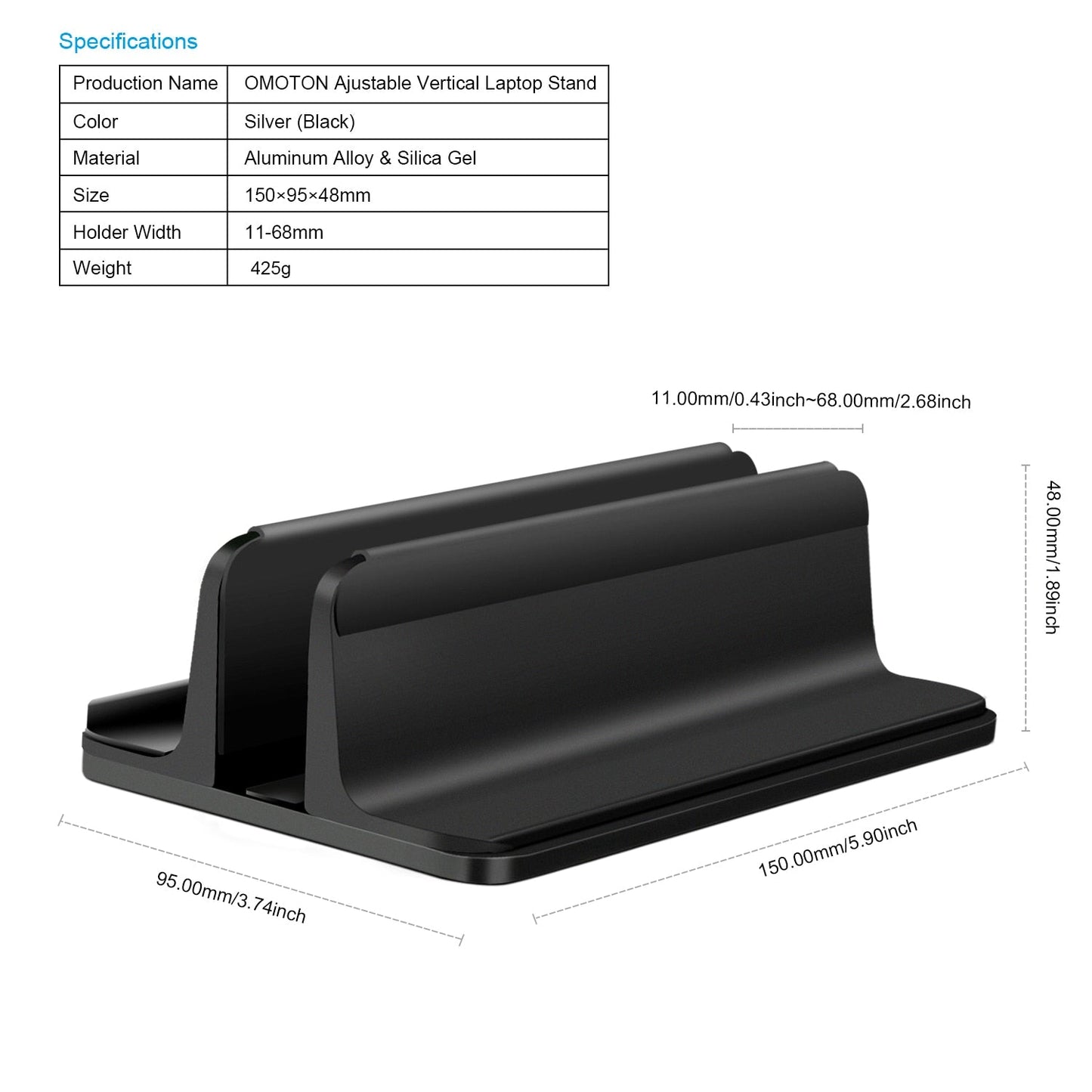 Vertical Laptop Stand for Macbook Air Pro 13 / 15 by DarkByteGear