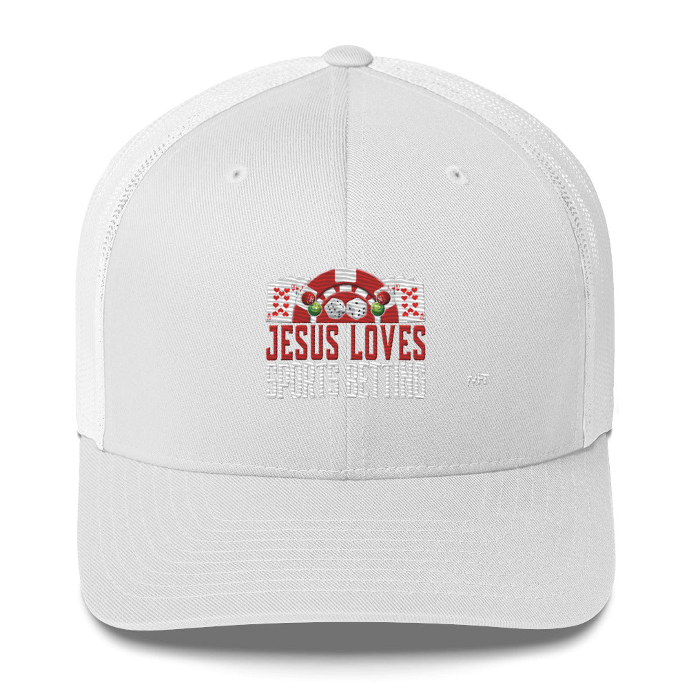 Jesus Loves Sports Betting - Trucker Cap by DarkByteGear