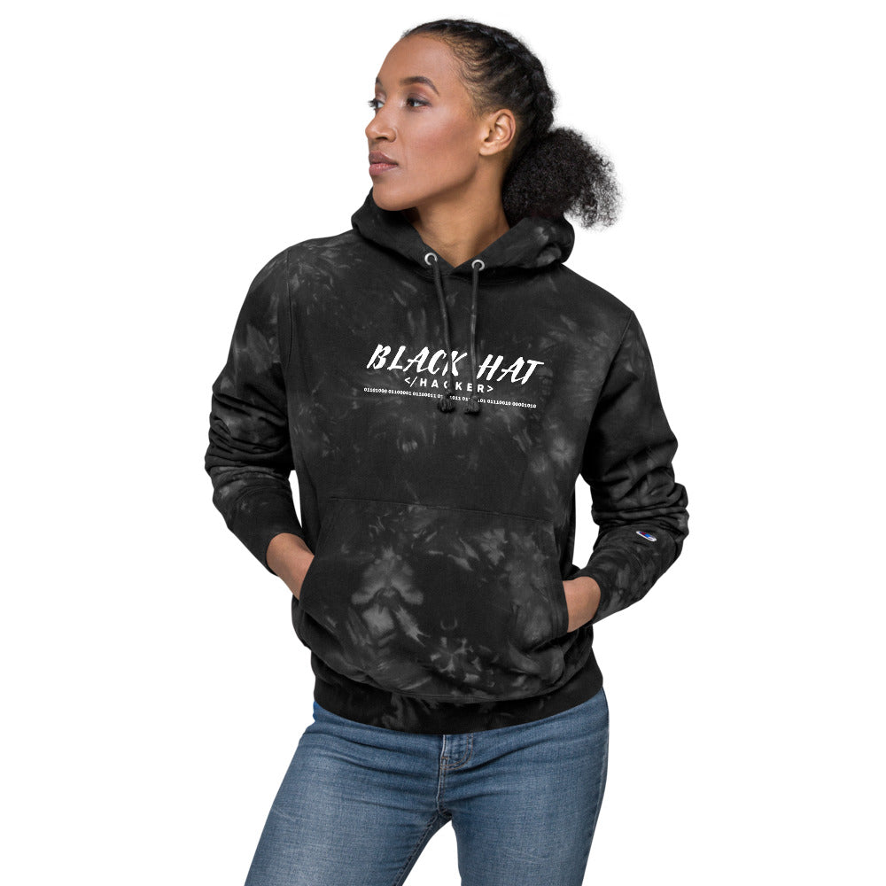 Black Hat Hacker V2 - Unisex Champion tie-dye hoodie by DarkByteGear