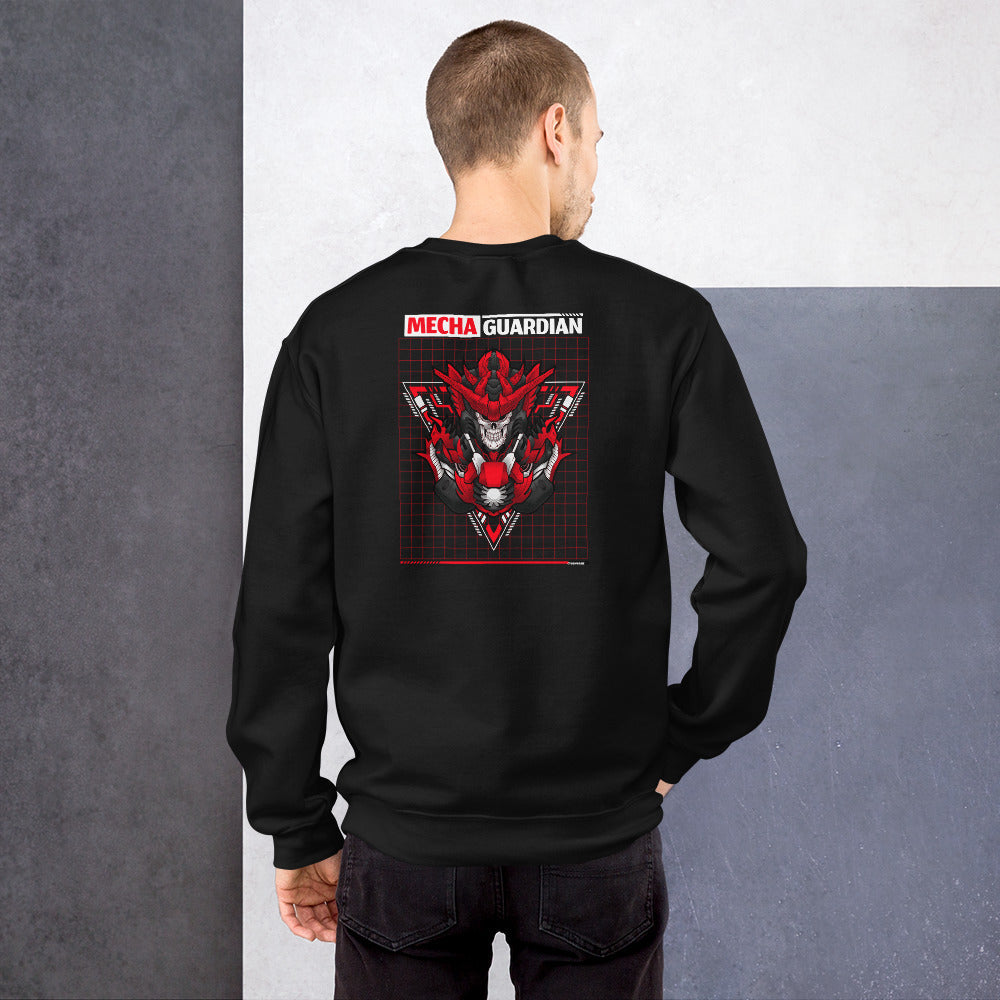 Red Mecha Guardian - Unisex Sweatshirt (back design) by DarkByteGear