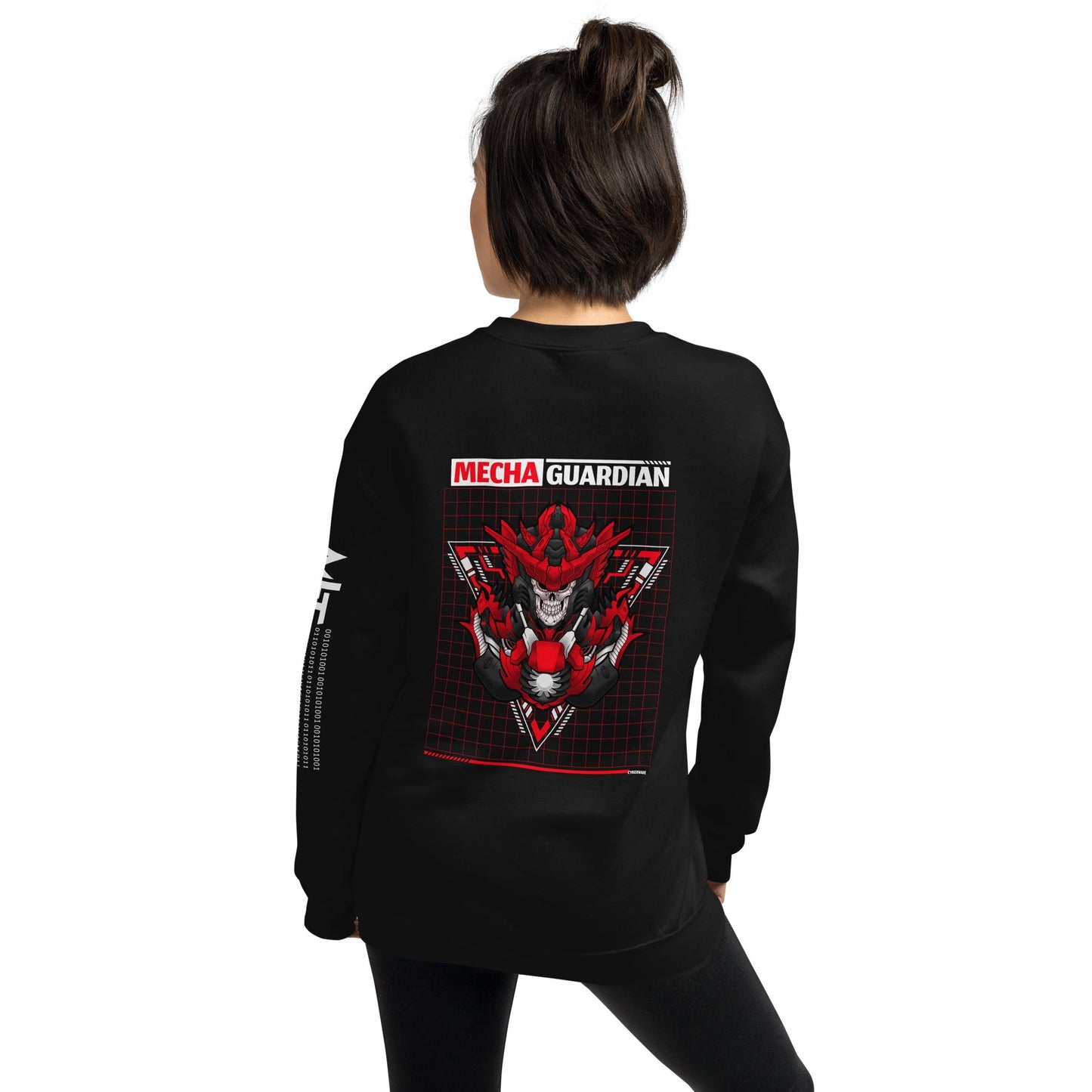 Red Mecha Guardian - Unisex Sweatshirt ( Back Print ) by DarkByteGear