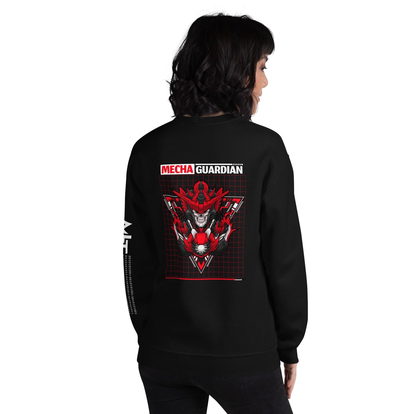 Red Mecha Guardian - Unisex Sweatshirt ( Back Print ) by DarkByteGear