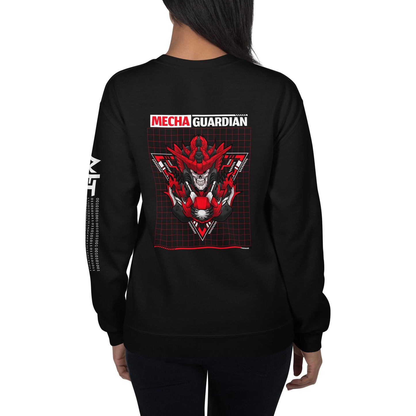 Red Mecha Guardian - Unisex Sweatshirt ( Back Print ) by DarkByteGear