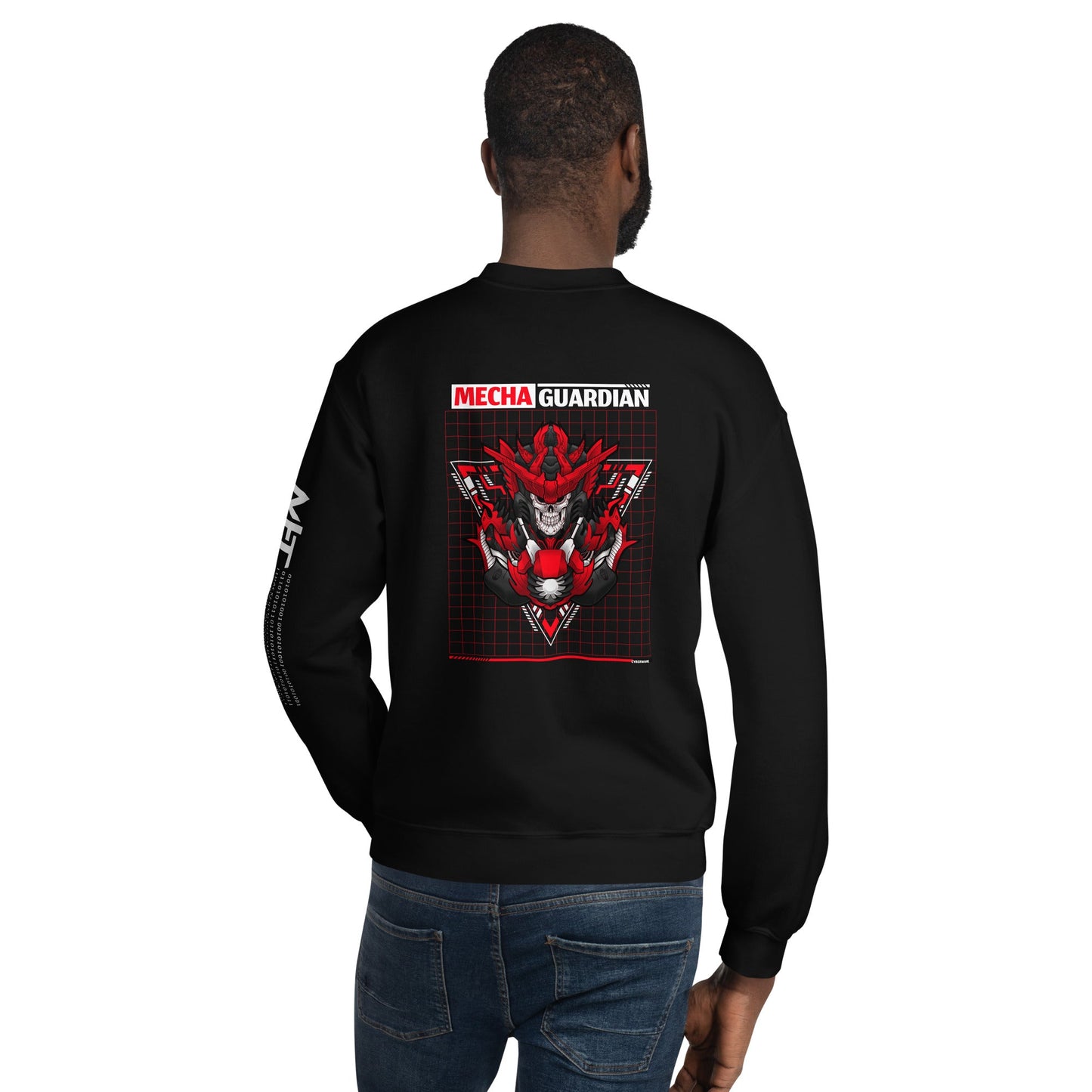 Red Mecha Guardian - Unisex Sweatshirt ( Back Print ) by DarkByteGear