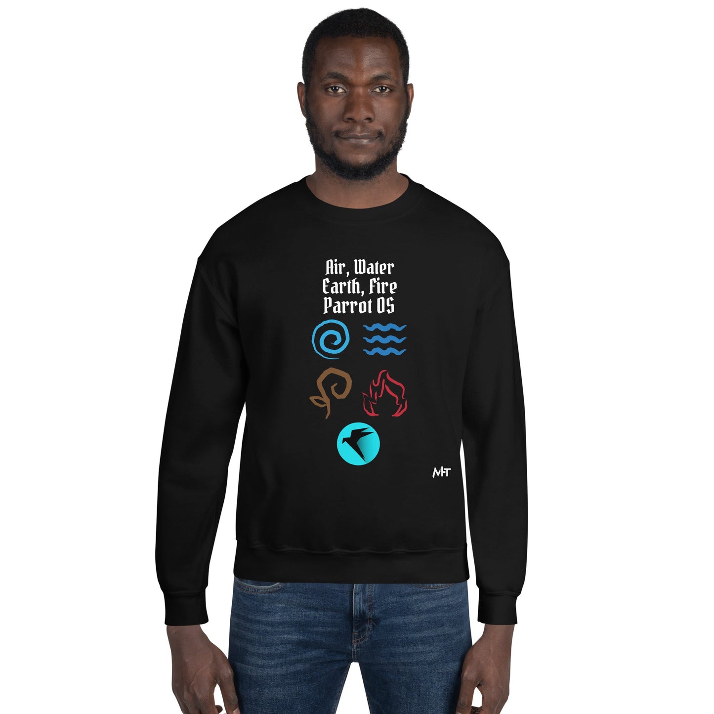 Air, Water, Earth, Fire, Parrot OS - Unisex Sweatshirt by DarkByteGear