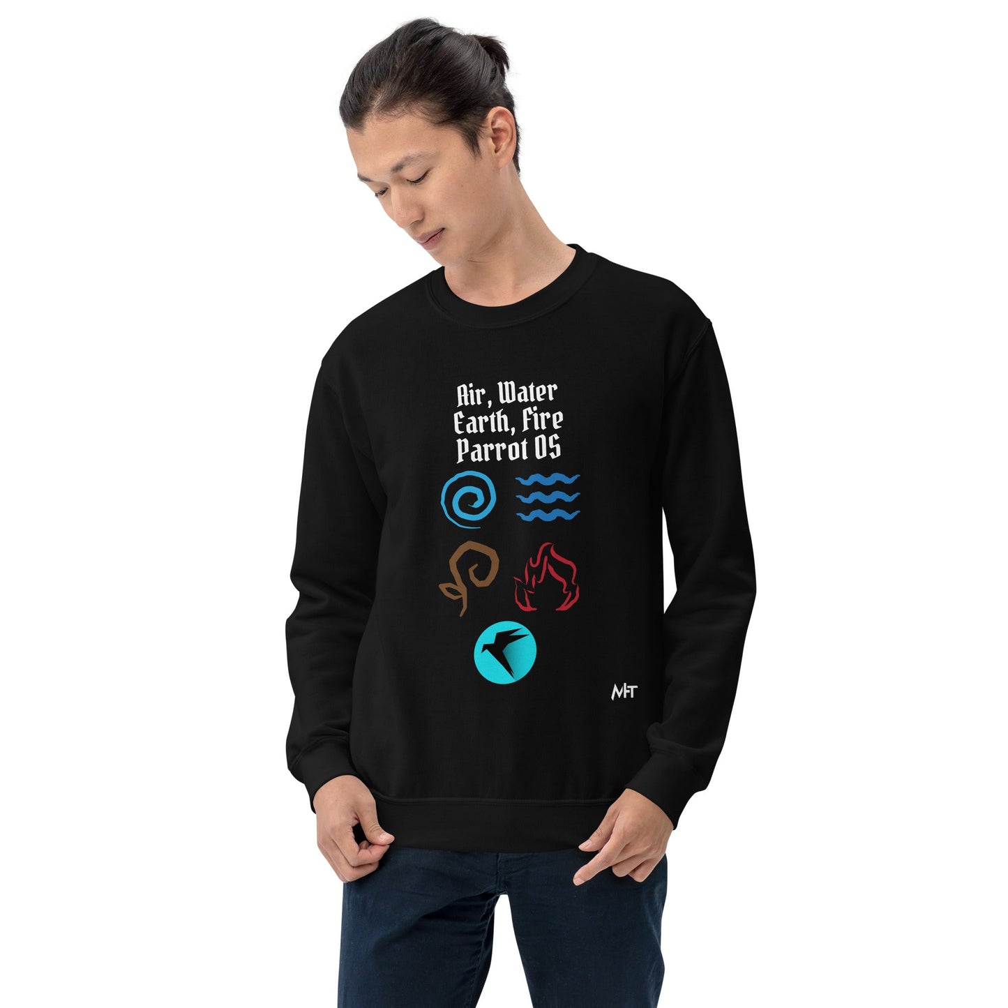 Air, Water, Earth, Fire, Parrot OS - Unisex Sweatshirt by DarkByteGear