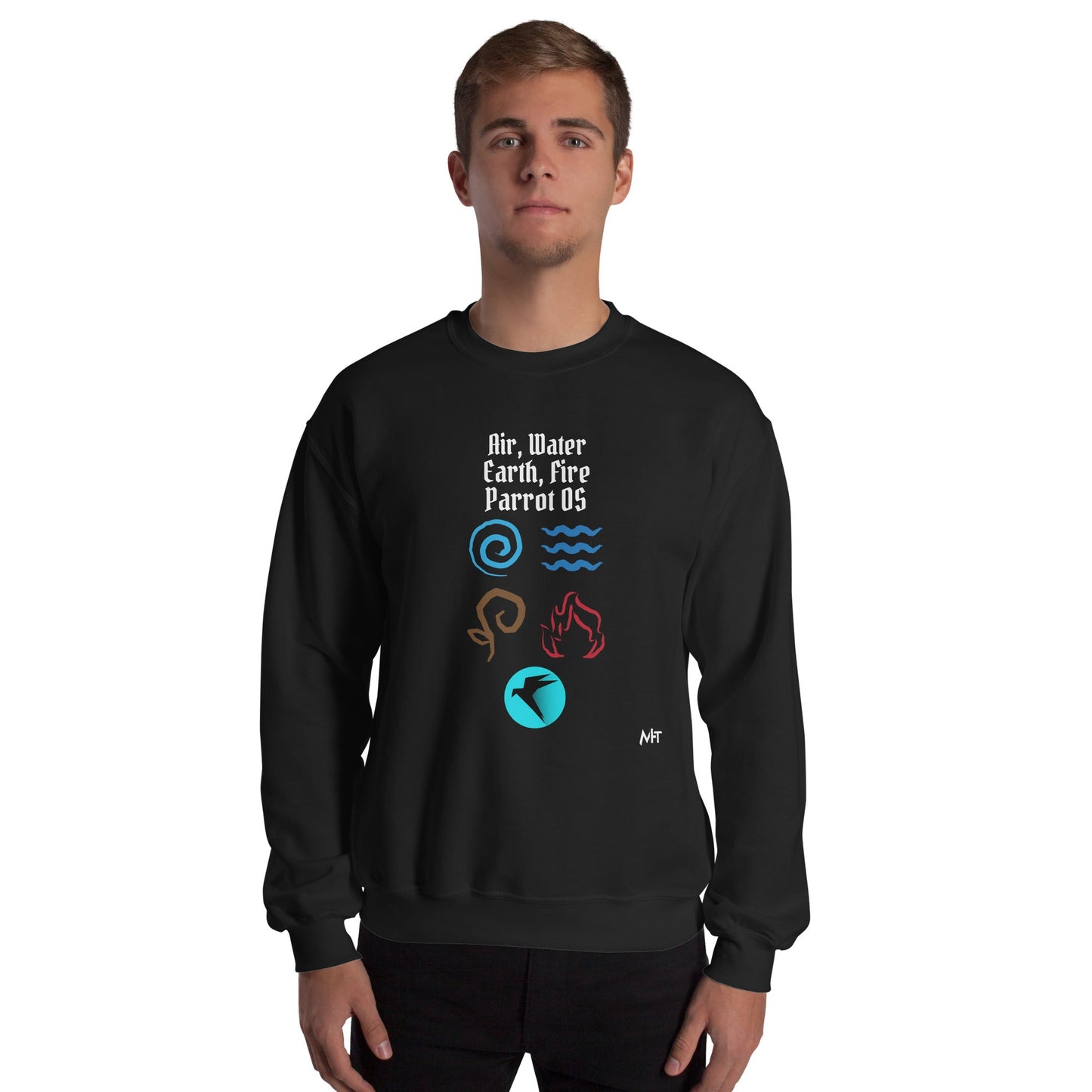 Air, Water, Earth, Fire, Parrot OS - Unisex Sweatshirt by DarkByteGear