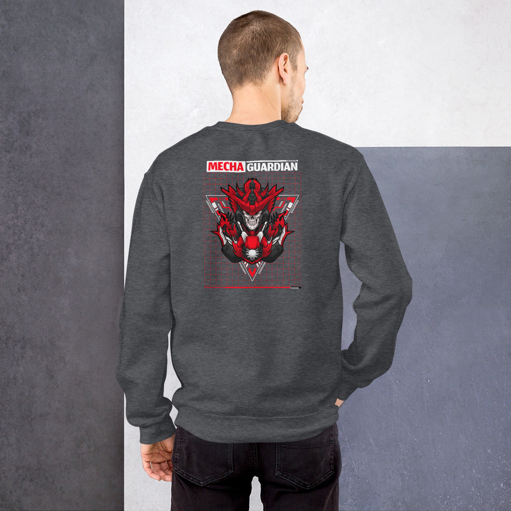 Red Mecha Guardian - Unisex Sweatshirt (back design) by DarkByteGear