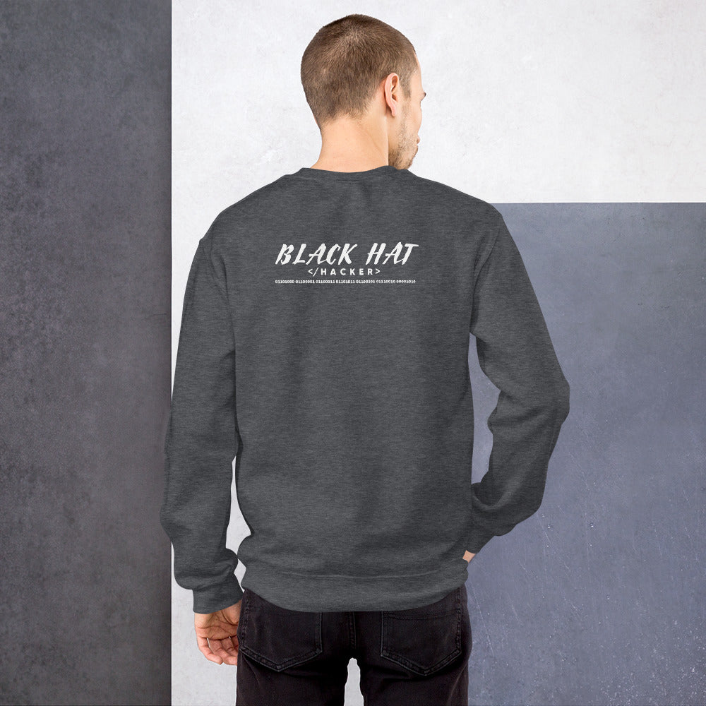 Black Hat Hacker V2 - Unisex Sweatshirt (back print) by DarkByteGear