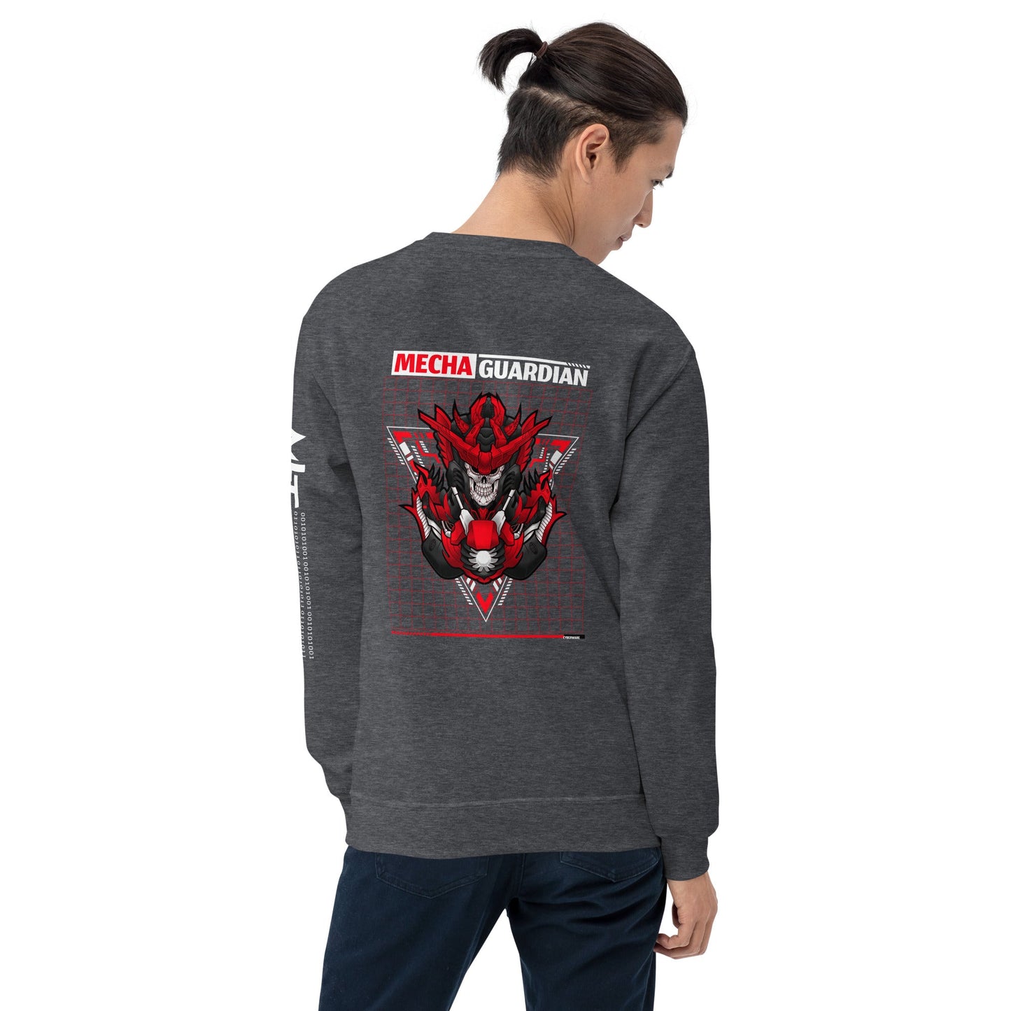 Red Mecha Guardian - Unisex Sweatshirt ( Back Print ) by DarkByteGear