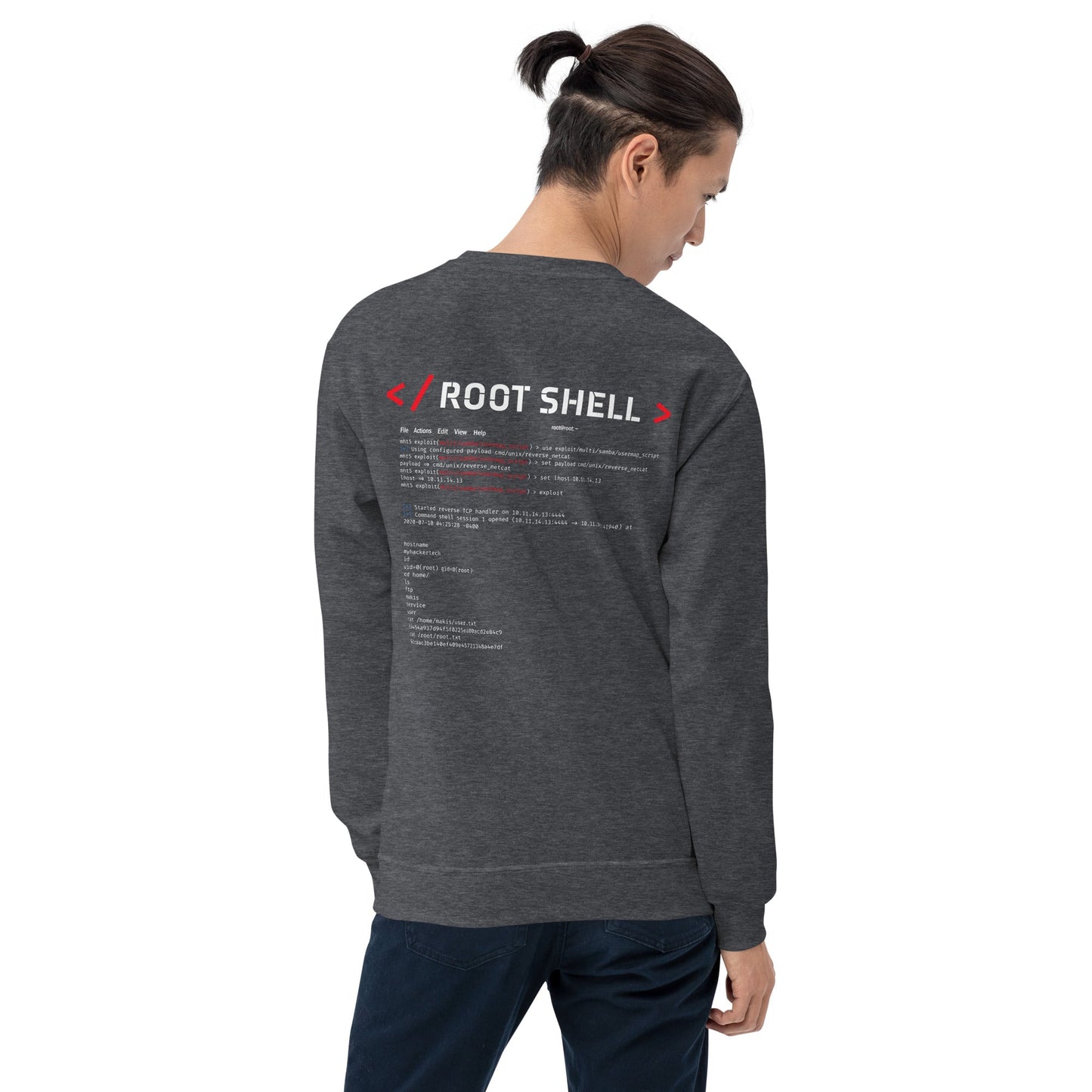 Root Shell - Unisex Sweatshirt ( Back Print ) by DarkByteGear