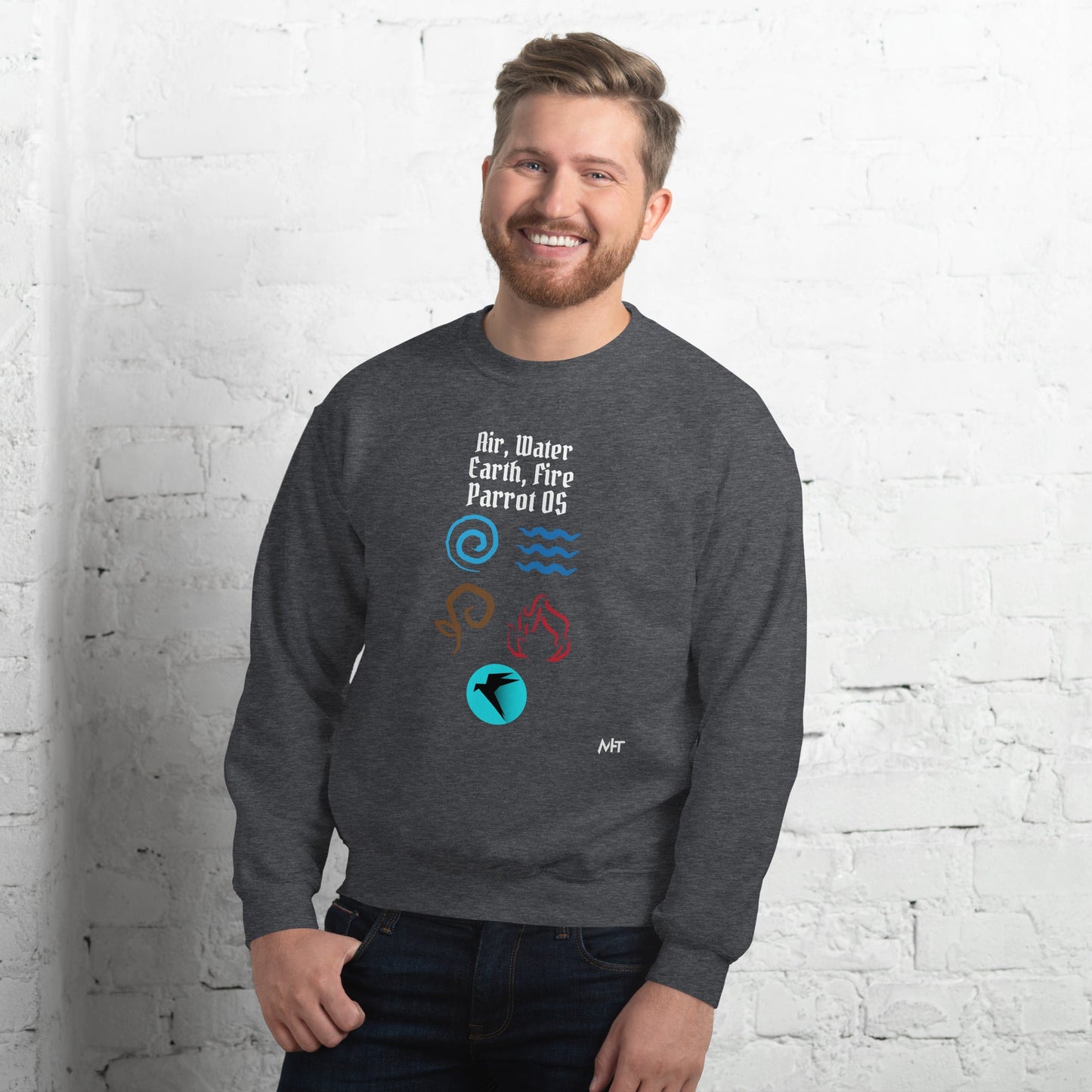 Air, Water, Earth, Fire, Parrot OS - Unisex Sweatshirt by DarkByteGear