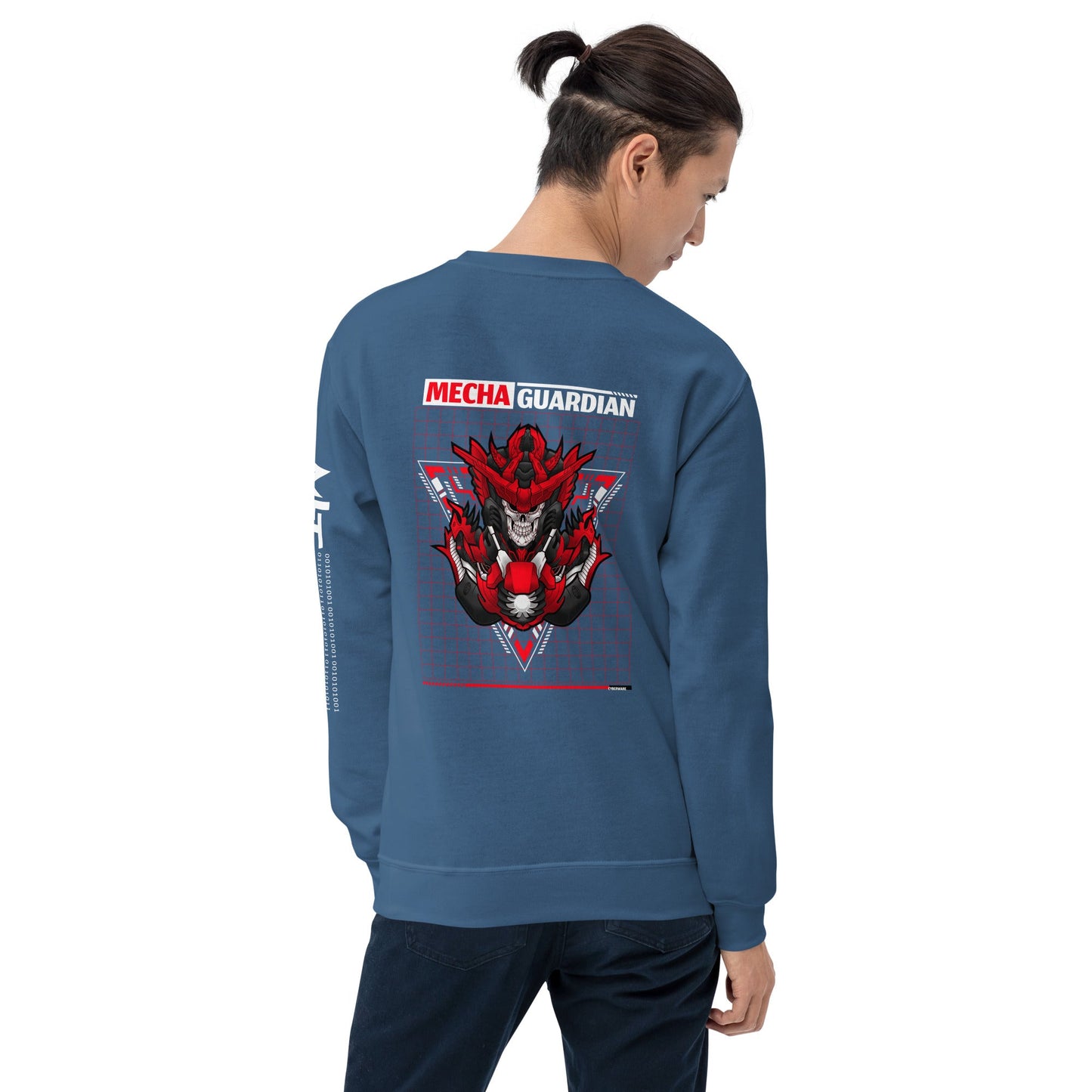 Red Mecha Guardian - Unisex Sweatshirt ( Back Print ) by DarkByteGear