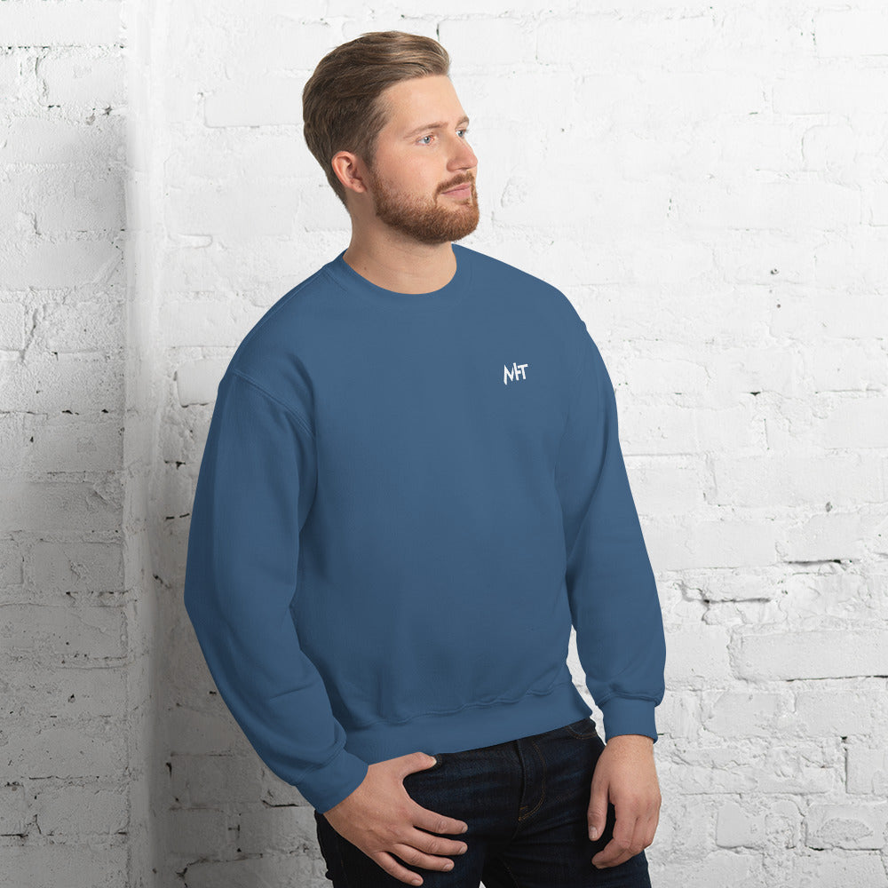 Hackers think outside the box - Unisex Sweatshirt (white text) by DarkByteGear