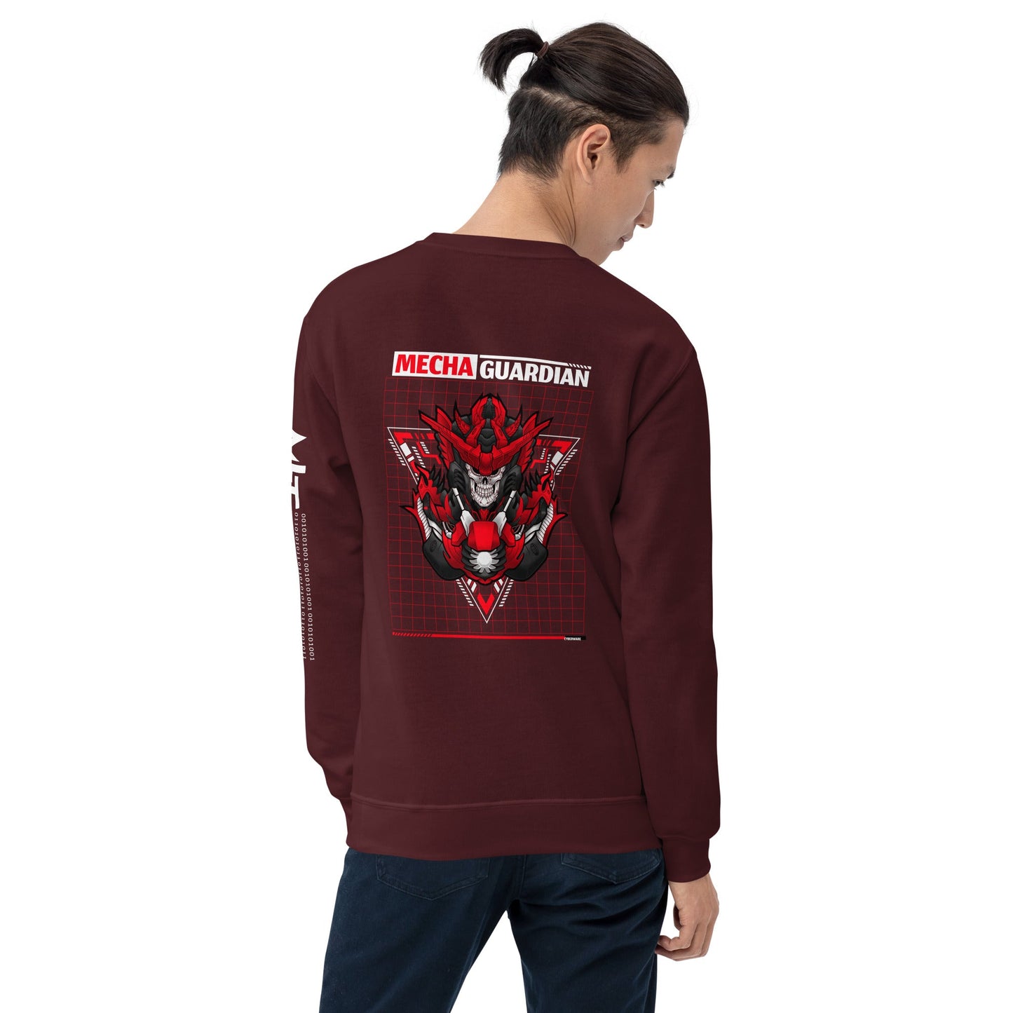 Red Mecha Guardian - Unisex Sweatshirt ( Back Print ) by DarkByteGear