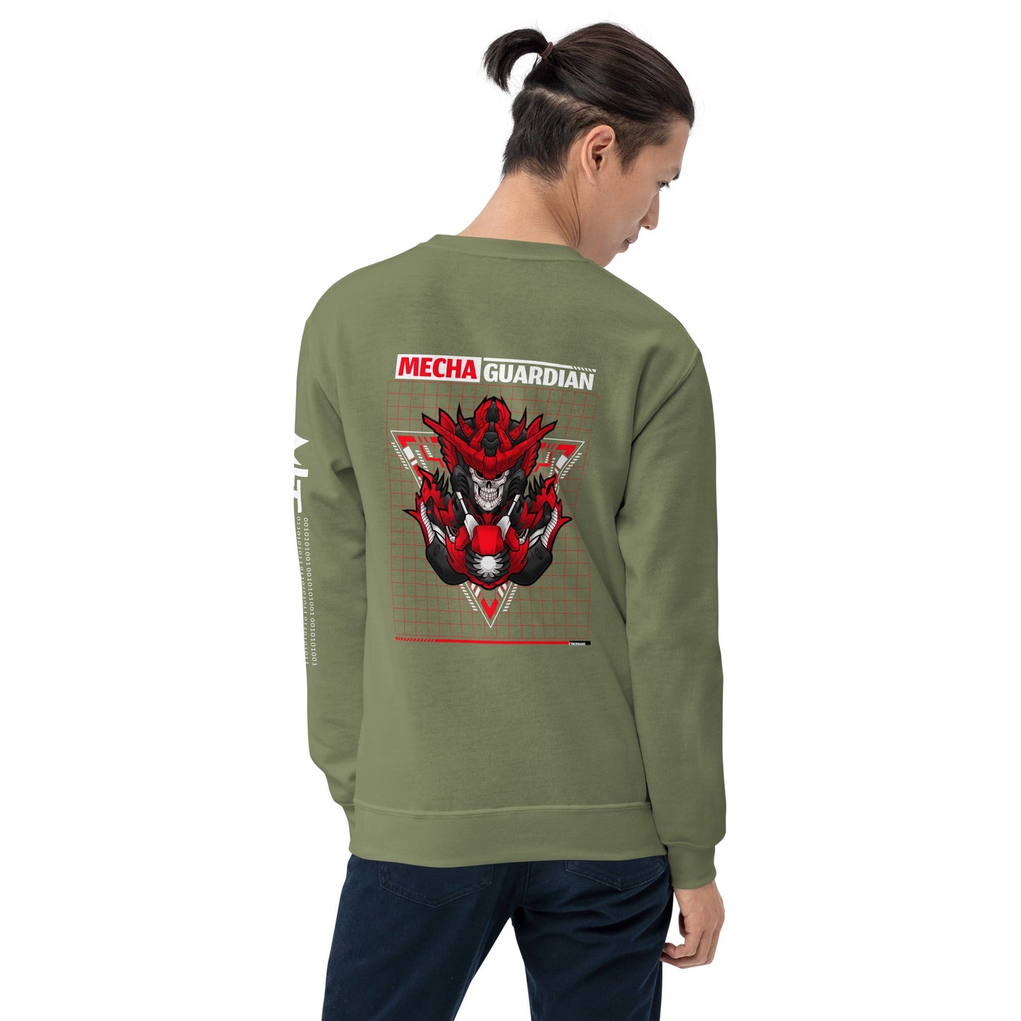 Red Mecha Guardian - Unisex Sweatshirt ( Back Print ) by DarkByteGear