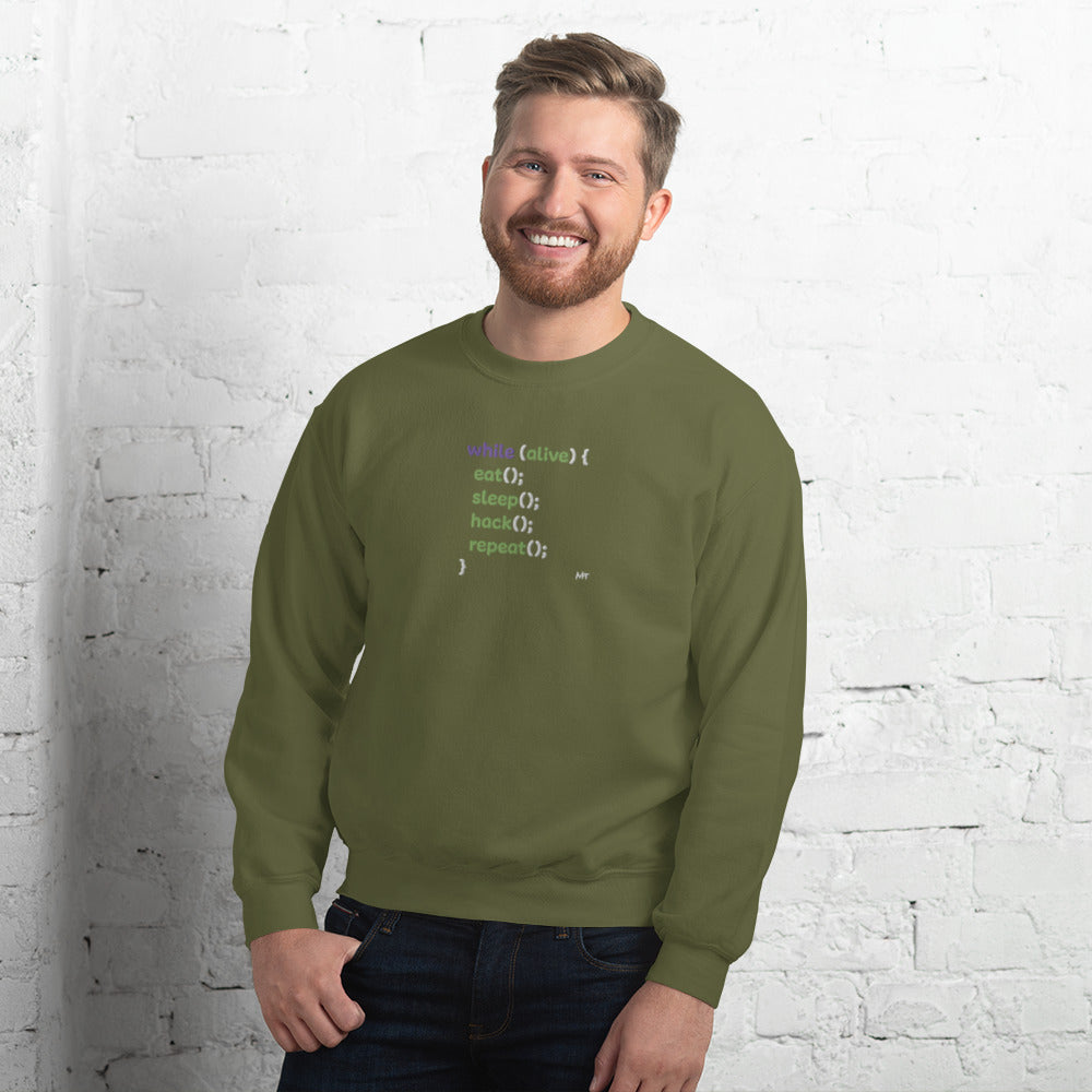 Eat sleep hack repeat - Unisex Sweatshirt (embroidered) by DarkByteGear
