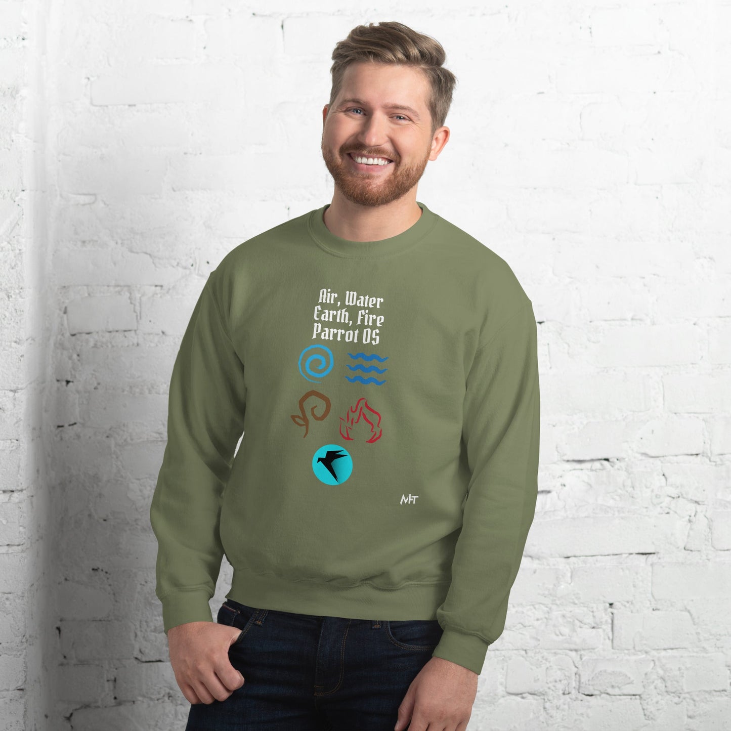 Air, Water, Earth, Fire, Parrot OS - Unisex Sweatshirt by DarkByteGear