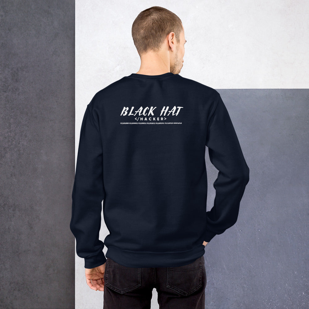 Black Hat Hacker V2 - Unisex Sweatshirt (back print) by DarkByteGear