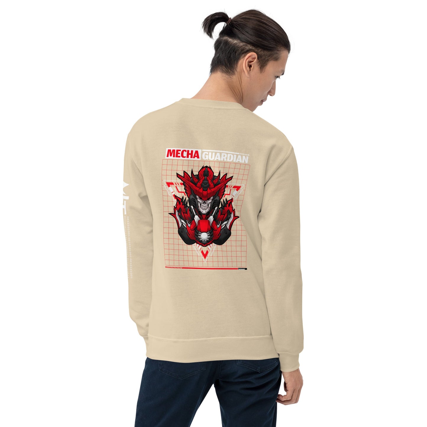 Red Mecha Guardian - Unisex Sweatshirt ( Back Print ) by DarkByteGear