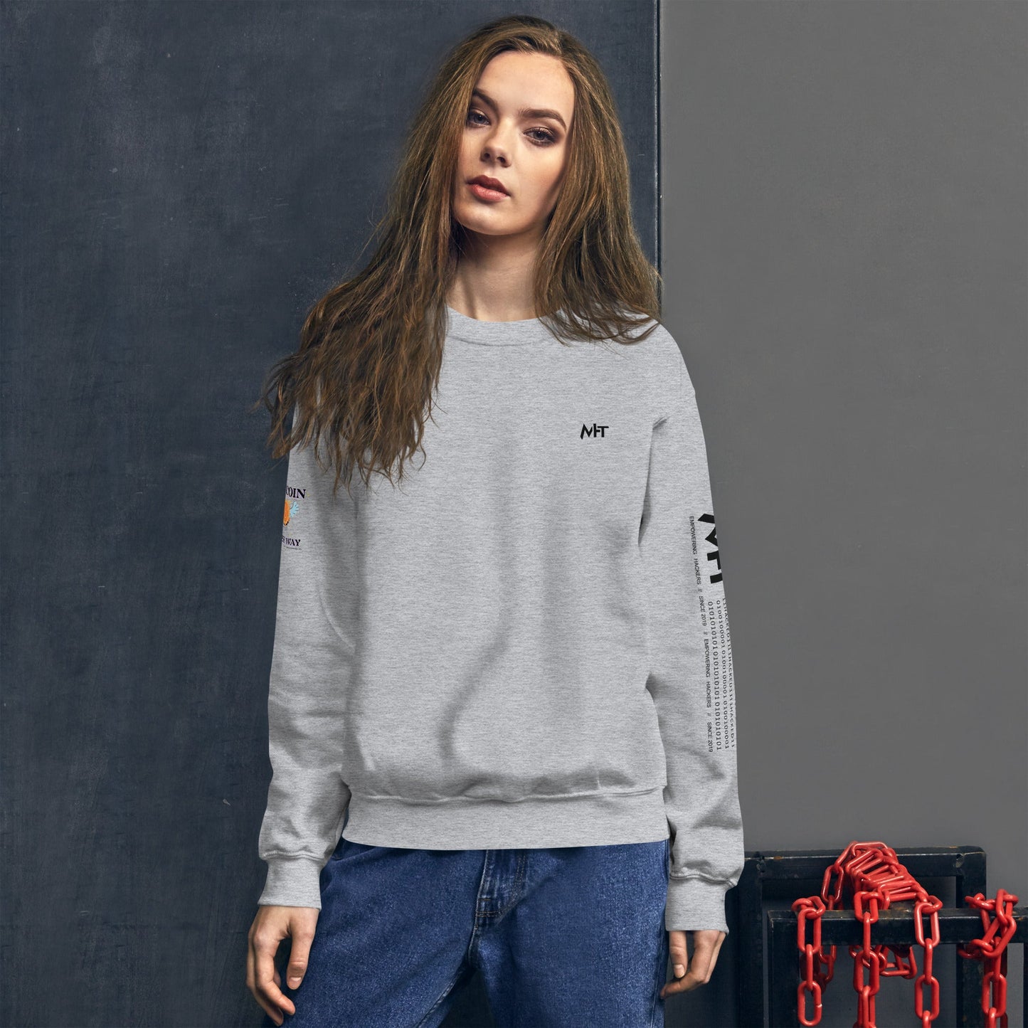 Bitcoin is the way - Unisex Sweatshirt (back print) by DarkByteGear
