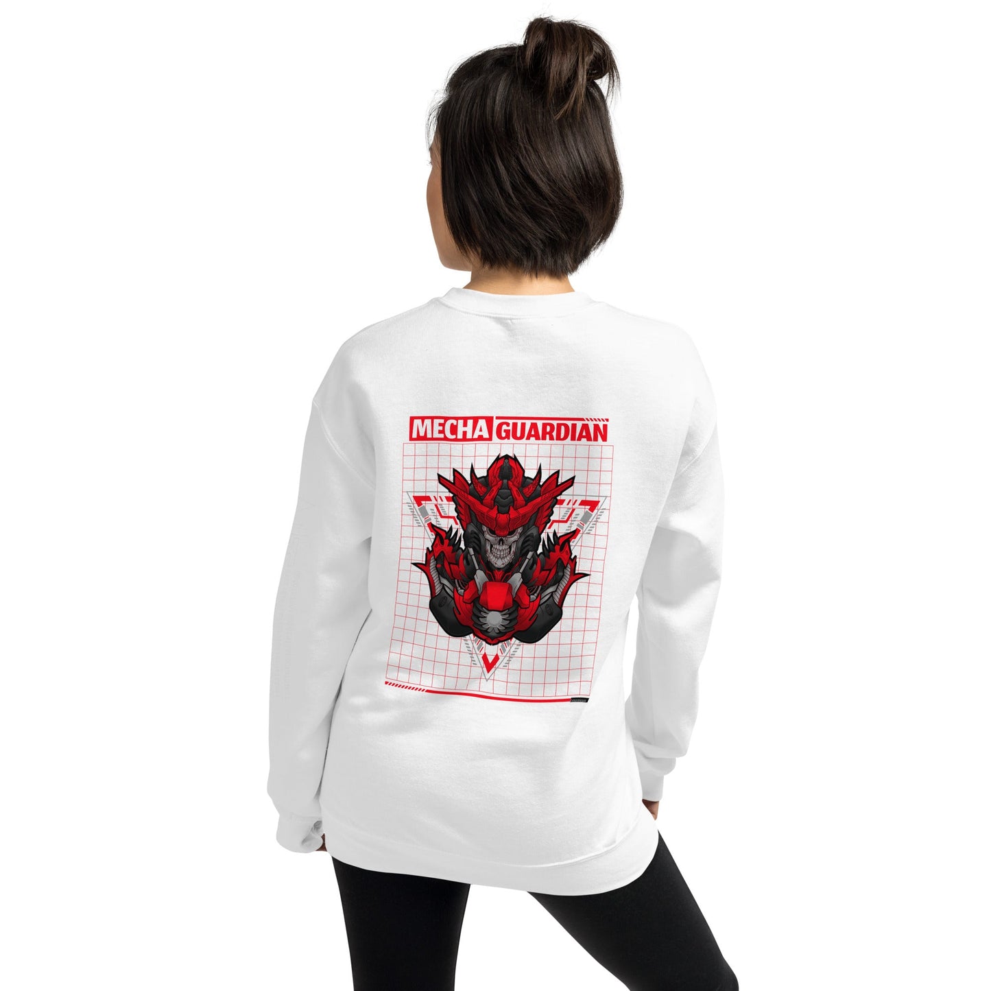Red Mecha Guardian - Unisex Sweatshirt ( Back Print ) by DarkByteGear
