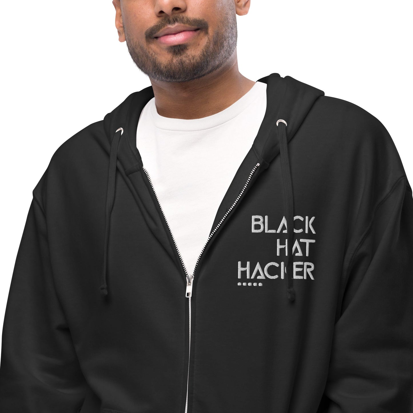 Black Hat Hacker - Unisex fleece zip up hoodie by DarkByteGear
