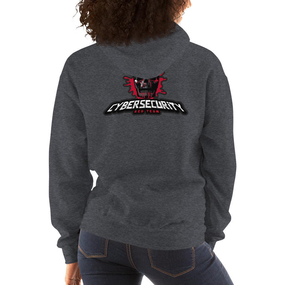 Cybersecurity Red Team v4 - Unisex Hoodie (back print) by DarkByteGear