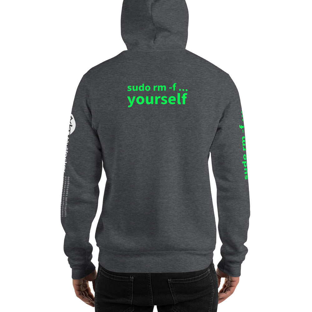 sudo rm -f yourself - Unisex Hoodie (all sides print) by DarkByteGear