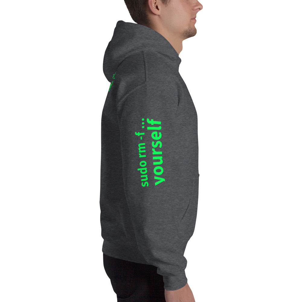 sudo rm -f yourself - Unisex Hoodie (all sides print) by DarkByteGear