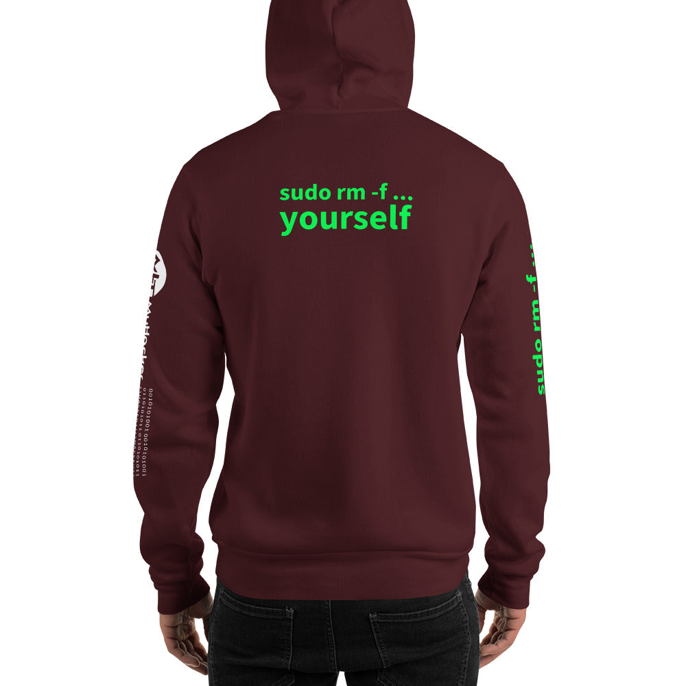 sudo rm -f yourself - Unisex Hoodie (all sides print) by DarkByteGear