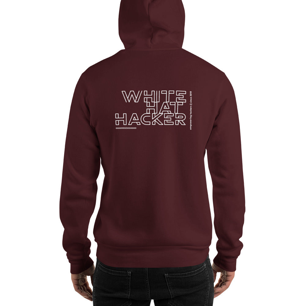 White Hat Hacker - Unisex Hoodie (back print) by DarkByteGear