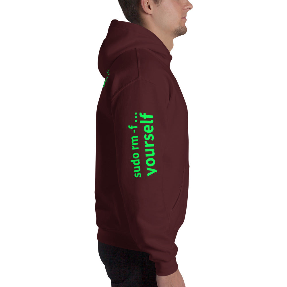 sudo rm -f yourself - Unisex Hoodie (all sides print) by DarkByteGear