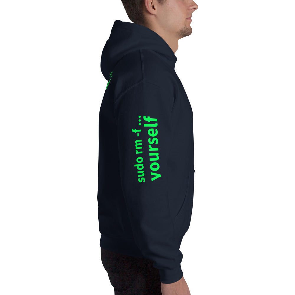sudo rm -f yourself - Unisex Hoodie (all sides print) by DarkByteGear