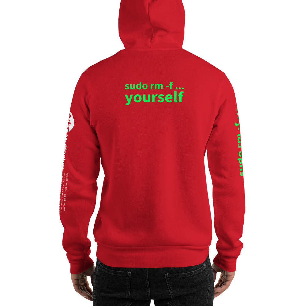 sudo rm -f yourself - Unisex Hoodie (all sides print) by DarkByteGear