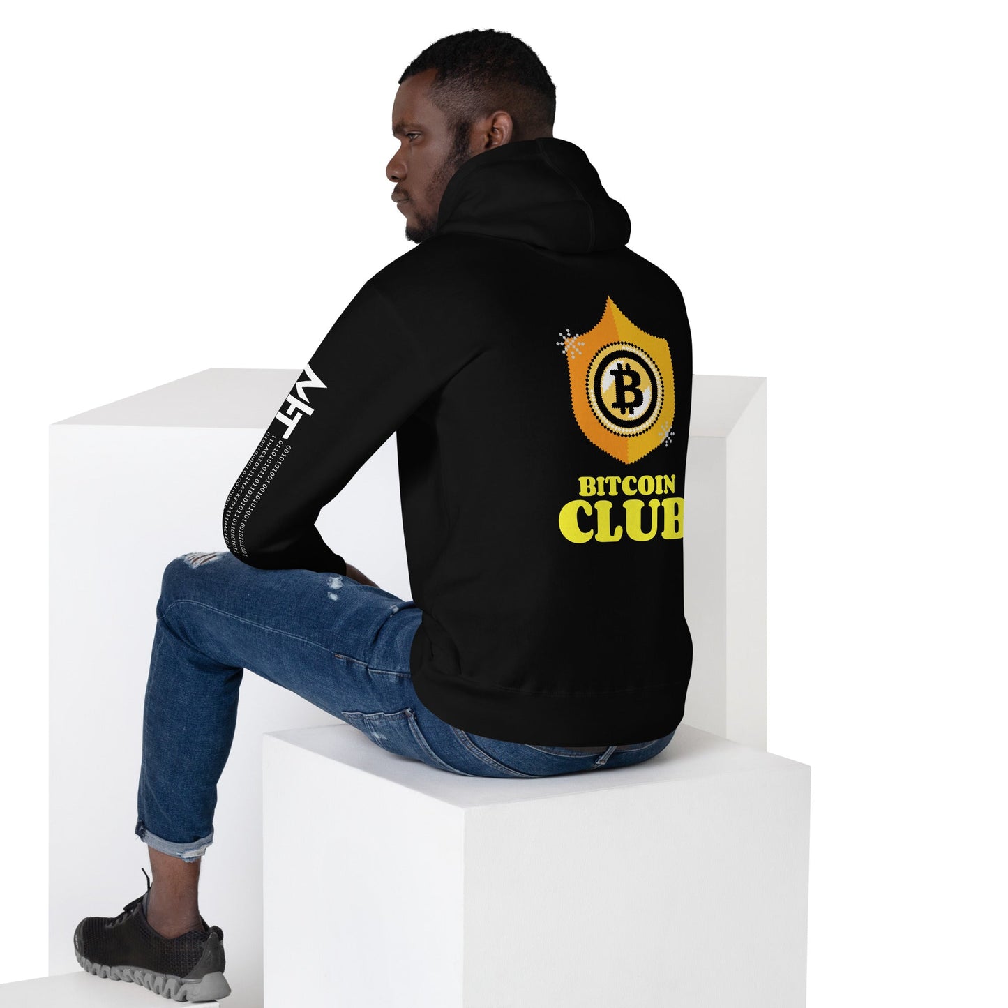 Bitcoin Club V2 Unisex Hoodie ( Back Print ) by DarkByteGear