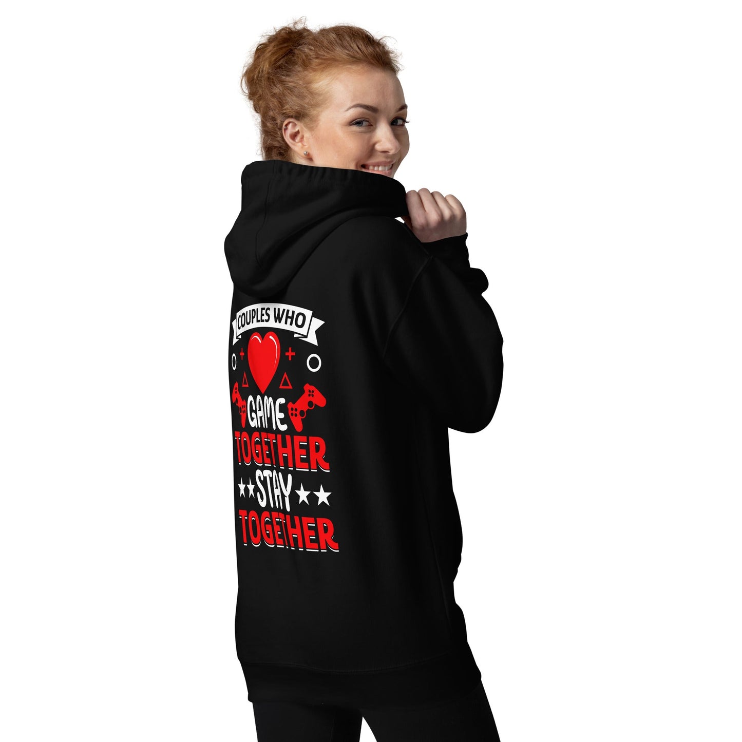 Couples who Game together, Stay together Unisex Hoodie ( Back Print ) by DarkByteGear