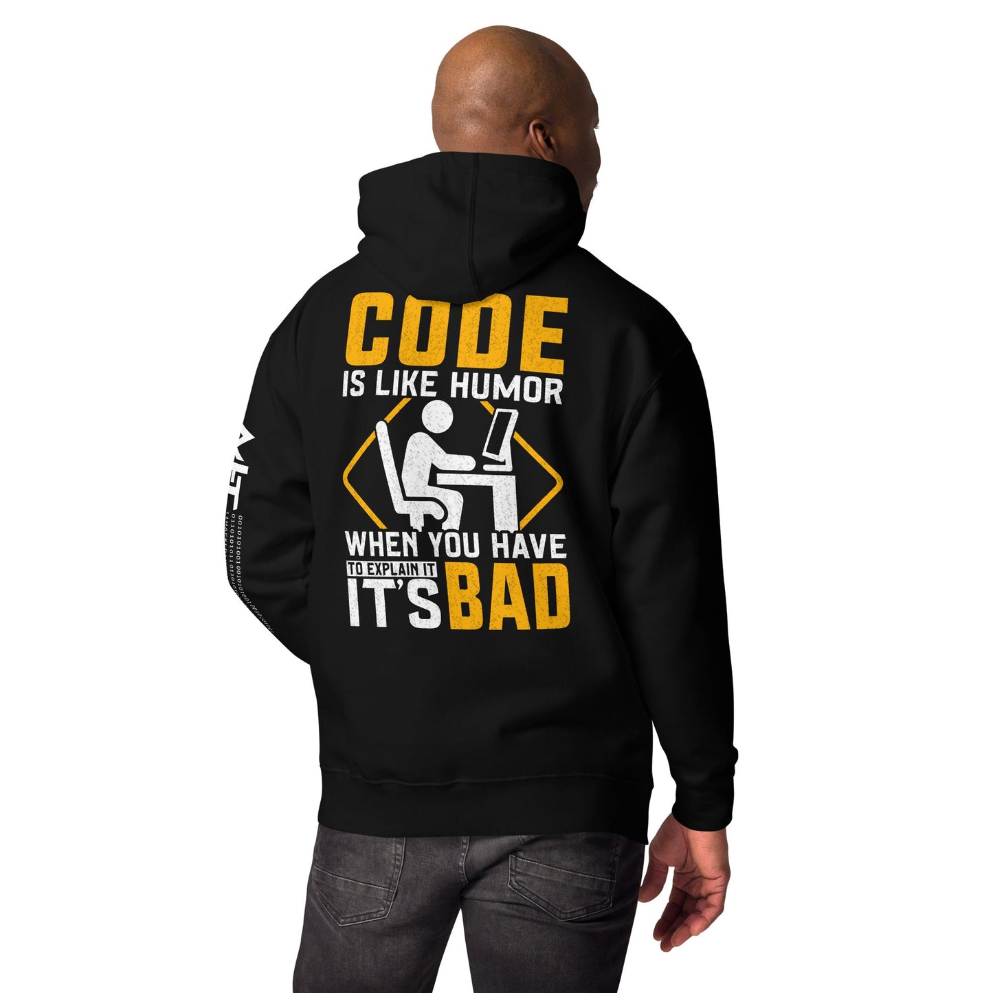 Code is like Humor -Unisex Hoodie ( Back Print ) by DarkByteGear