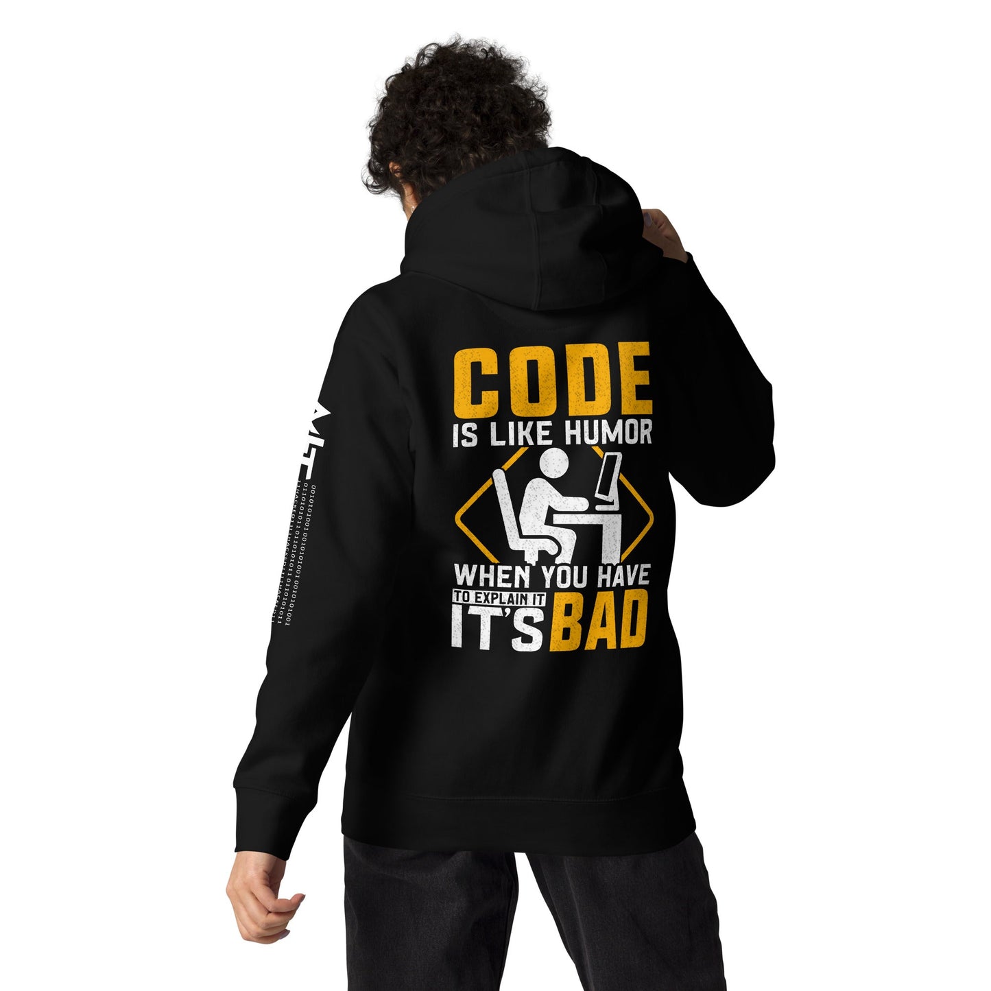 Code is like Humor -Unisex Hoodie ( Back Print ) by DarkByteGear