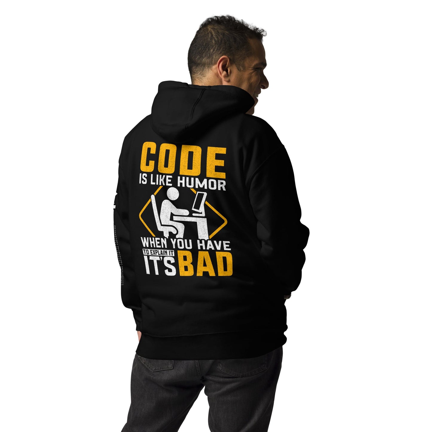 Code is like Humor -Unisex Hoodie ( Back Print ) by DarkByteGear