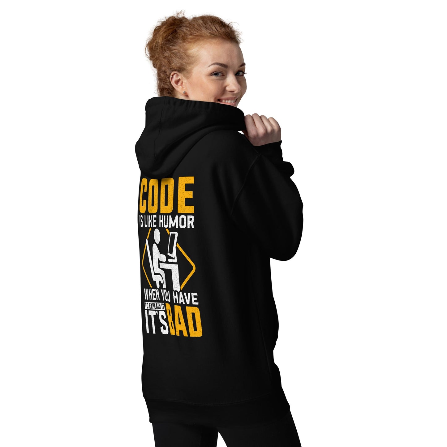 Code is like Humor -Unisex Hoodie ( Back Print ) by DarkByteGear