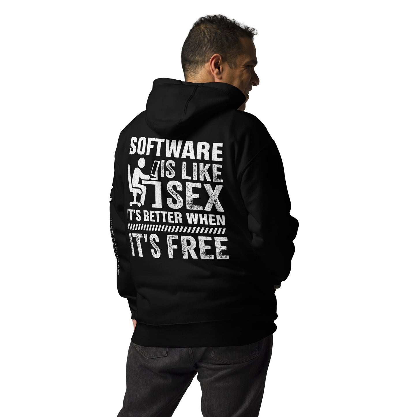 Software is Like Sex - Unisex Hoodie ( Back Print ) by DarkByteGear