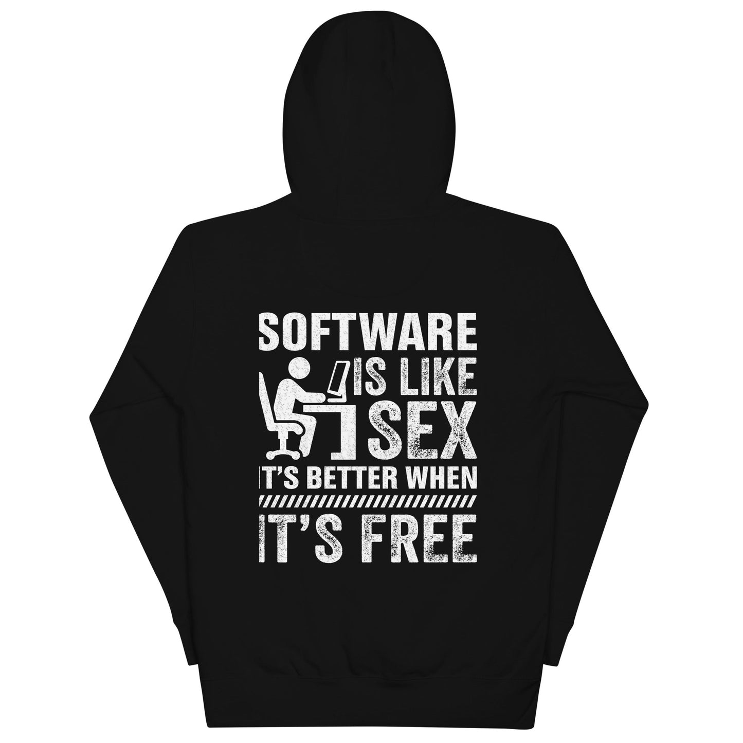 Software is Like Sex - Unisex Hoodie ( Back Print ) by DarkByteGear