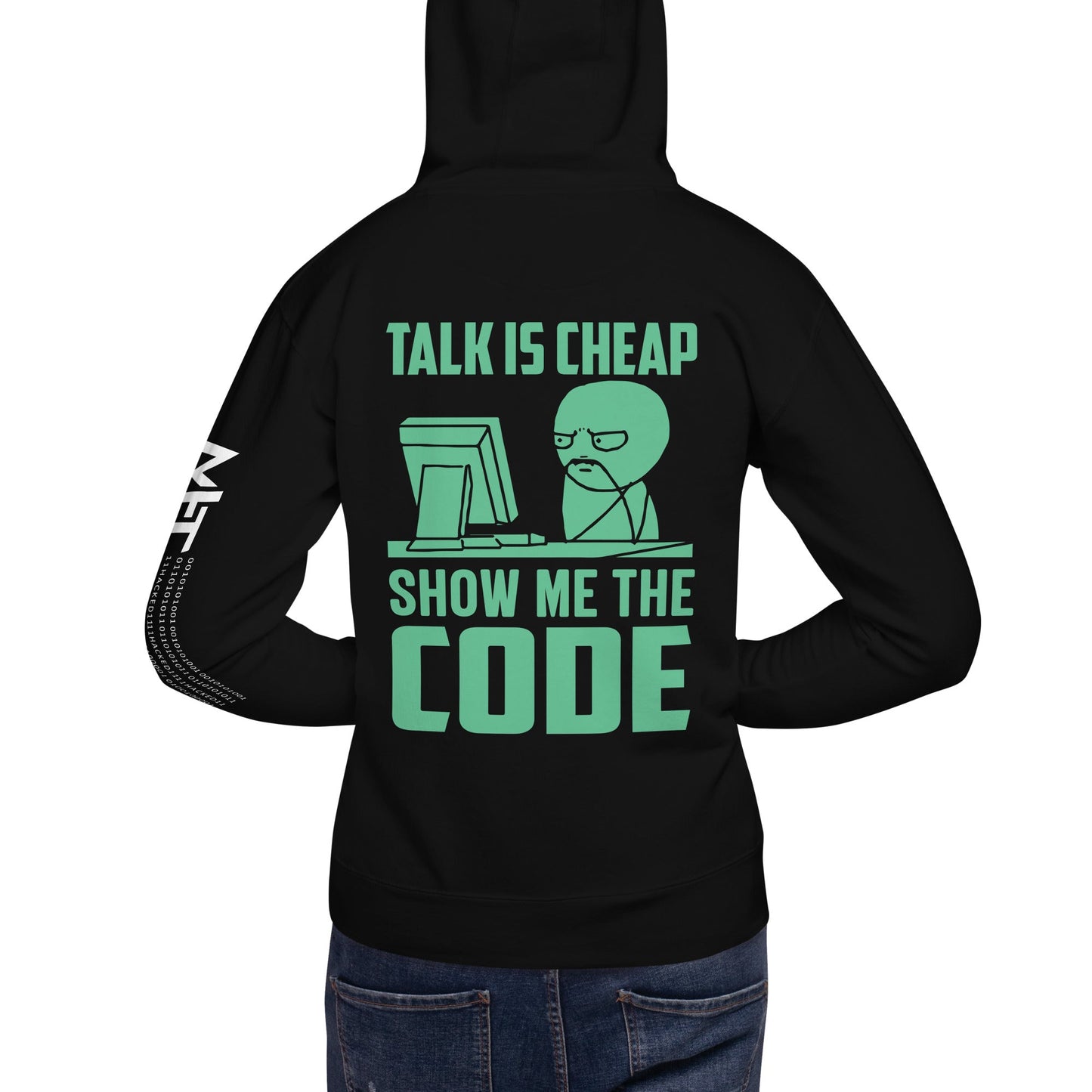 Talk is Cheap, Show me the Code V1 - Unisex Hoodie ( Back Print ) by DarkByteGear